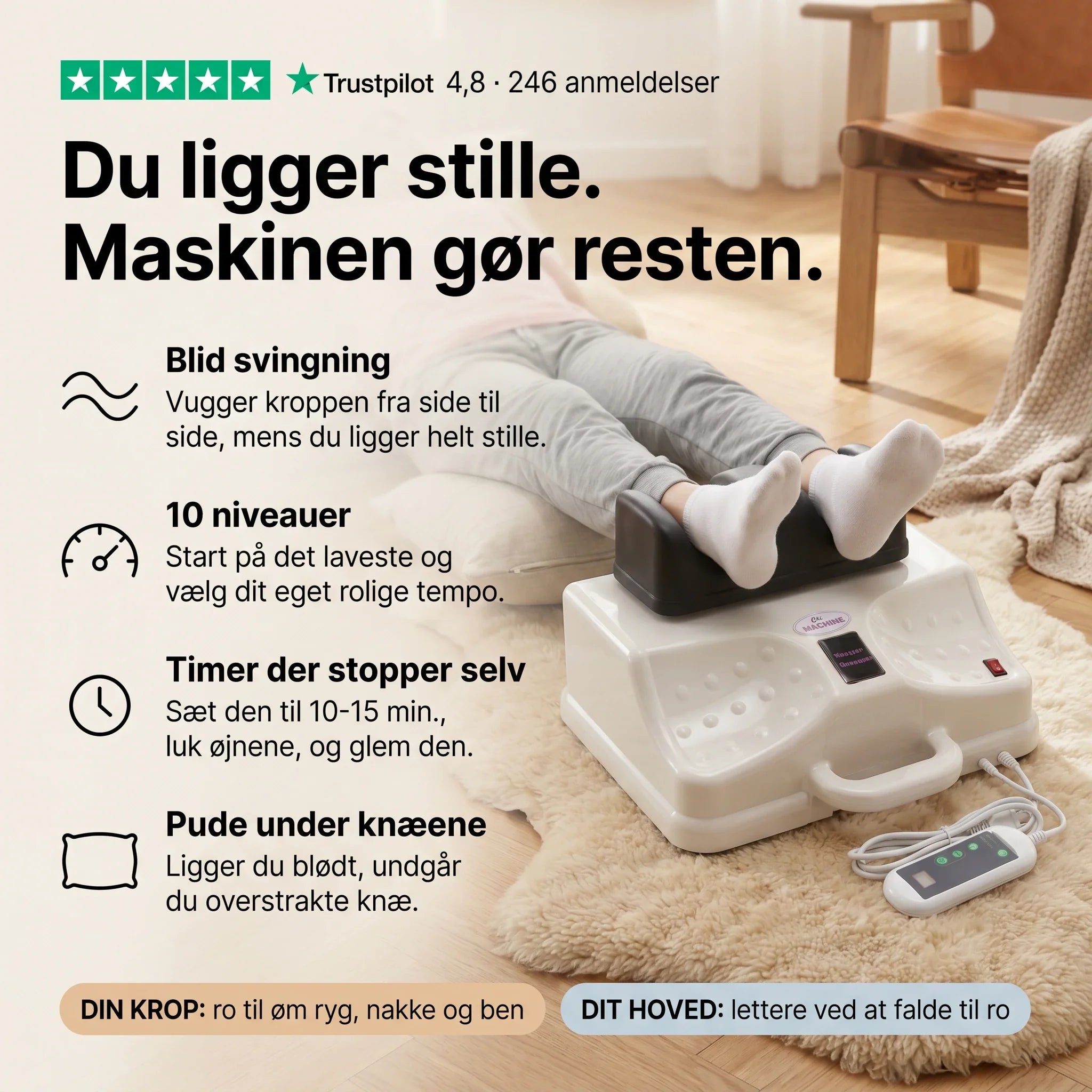 Premium Chi Maskine – Få ro i kroppen på 15 minutter