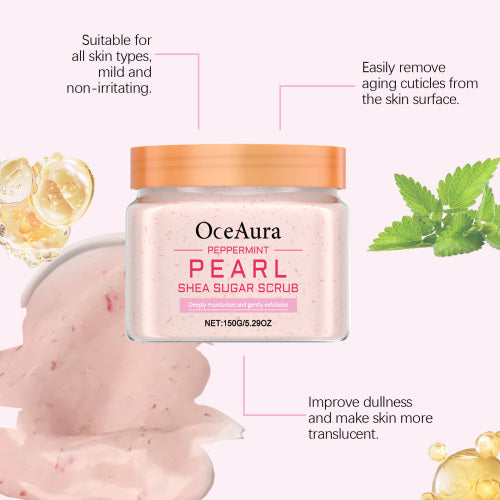 Mynteperle bodyscrub med shea og mandel