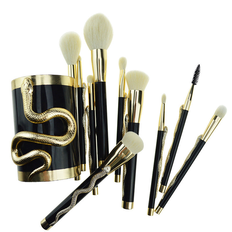 10-delt makeuppenselsæt med 3D slangedesign