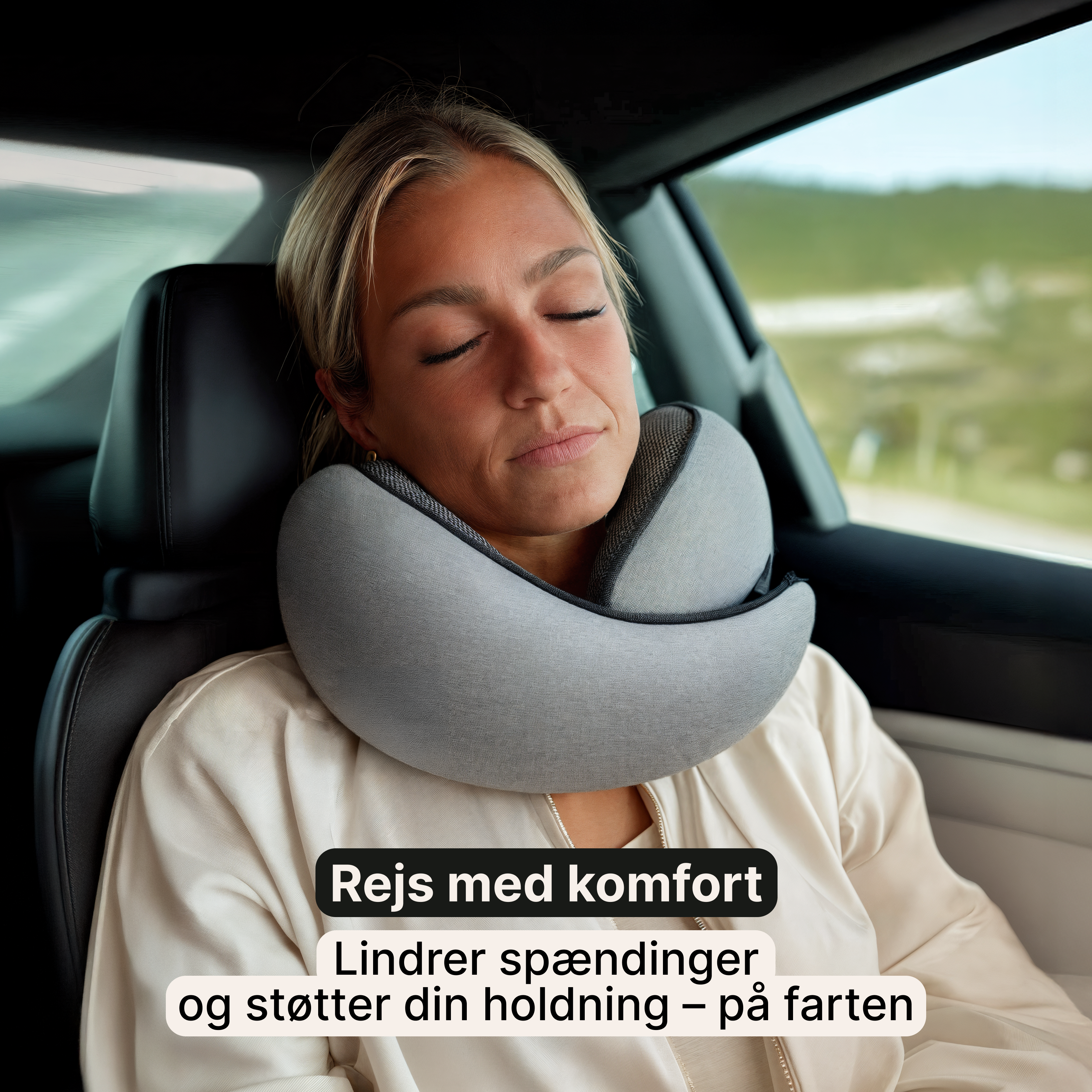 Rejsepude i memoryskum – nakkestøtte til fly og bil