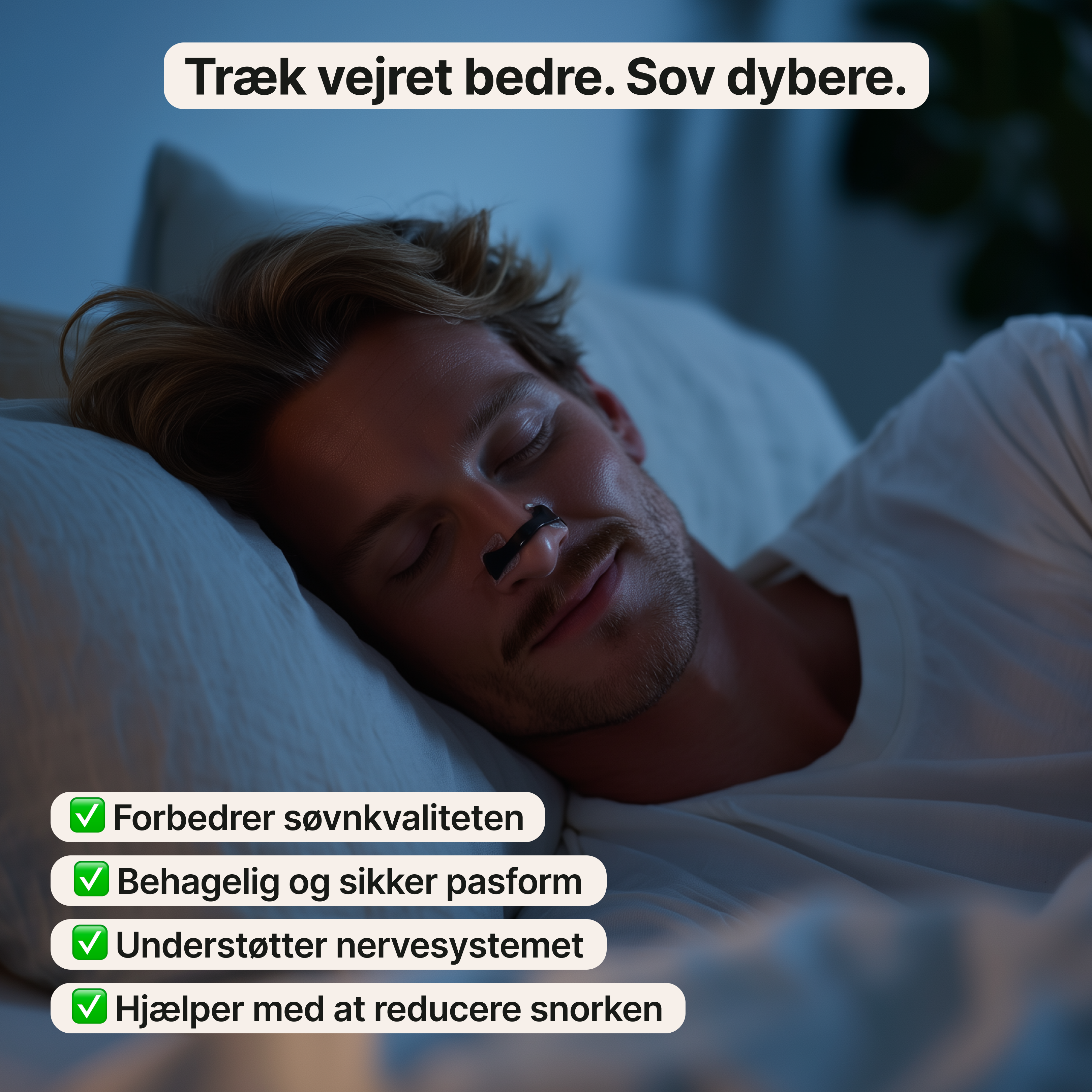 Næsebånd – lindrer næseblokering og snorken