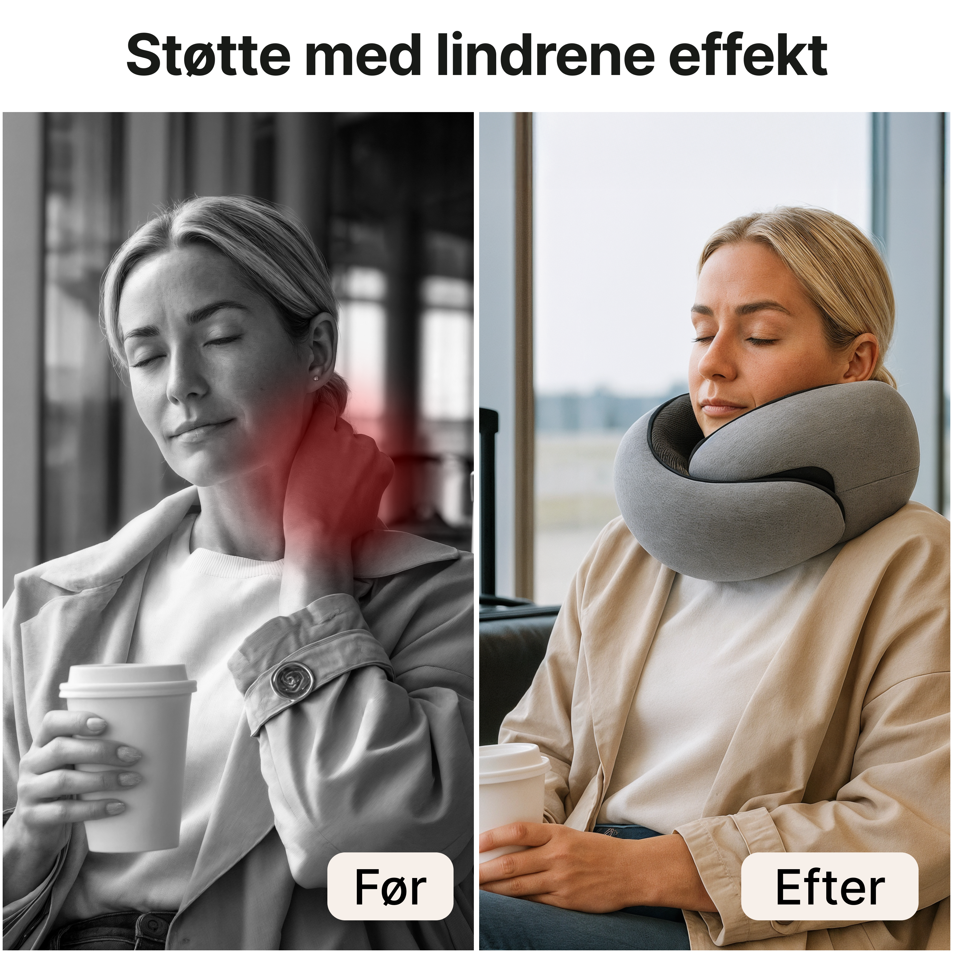 Rejsepude i memoryskum – nakkestøtte til fly og bil