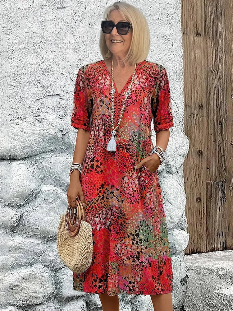 Fatima - Kjole med Blomsterprint