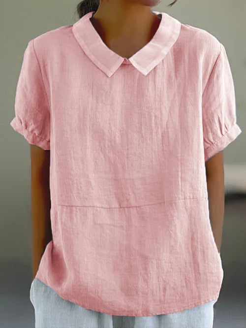Amalie | Casual Bluse med Krave og Pufærmer