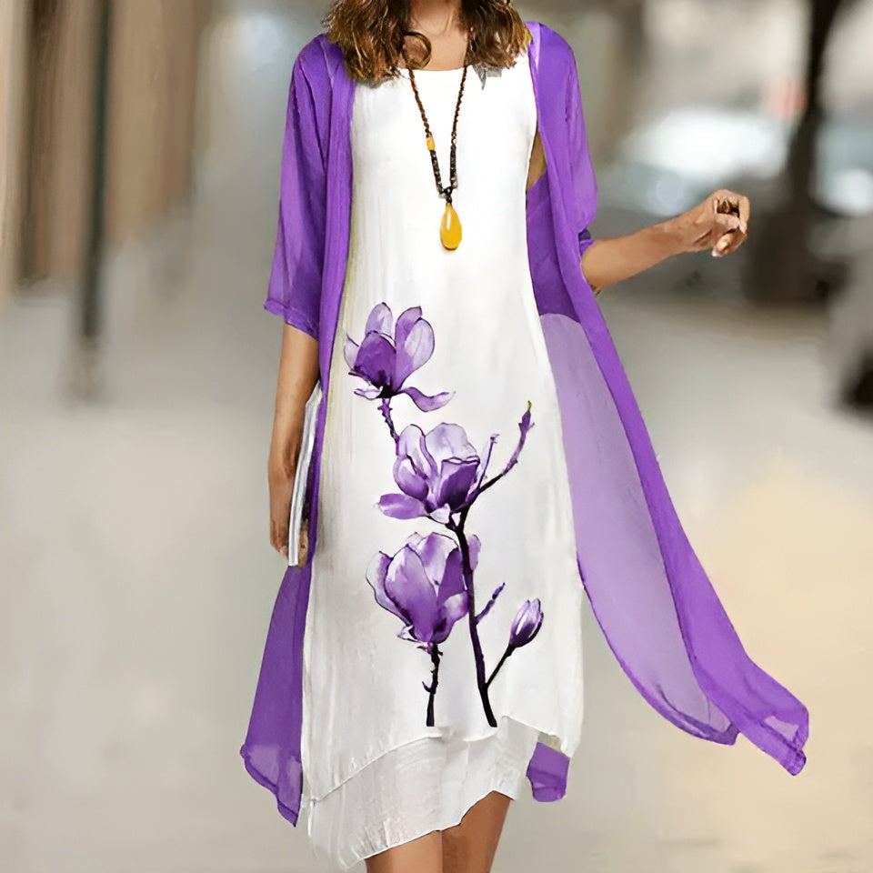 LARISSA KJOLE | Sommerlig elegance med gratis cardigan
