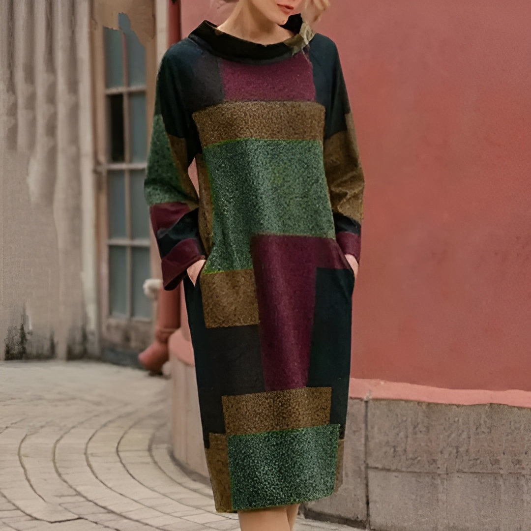 Chelsy - Vintage Patchwork Midi Kjole