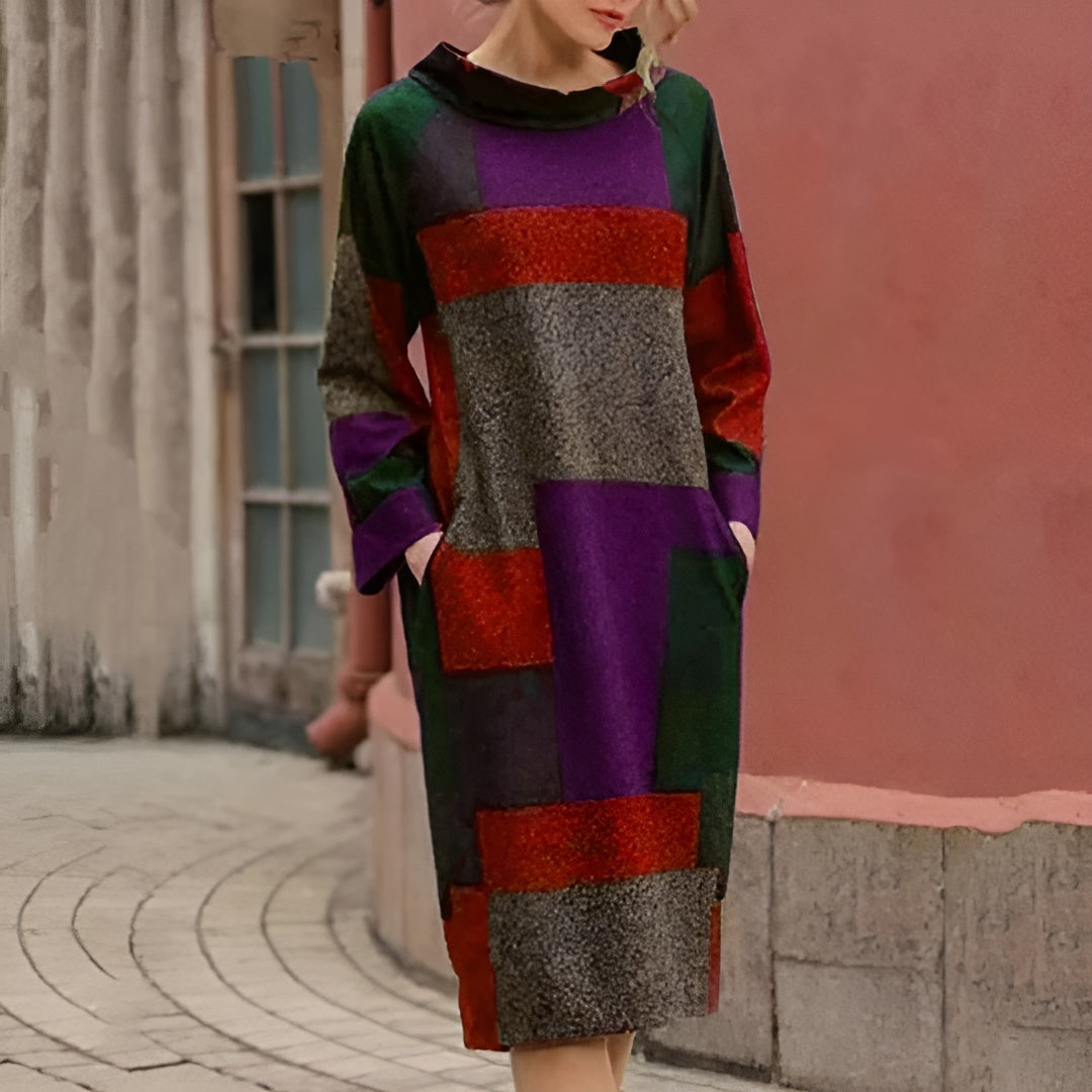 Chelsy - Vintage Patchwork Midi Kjole