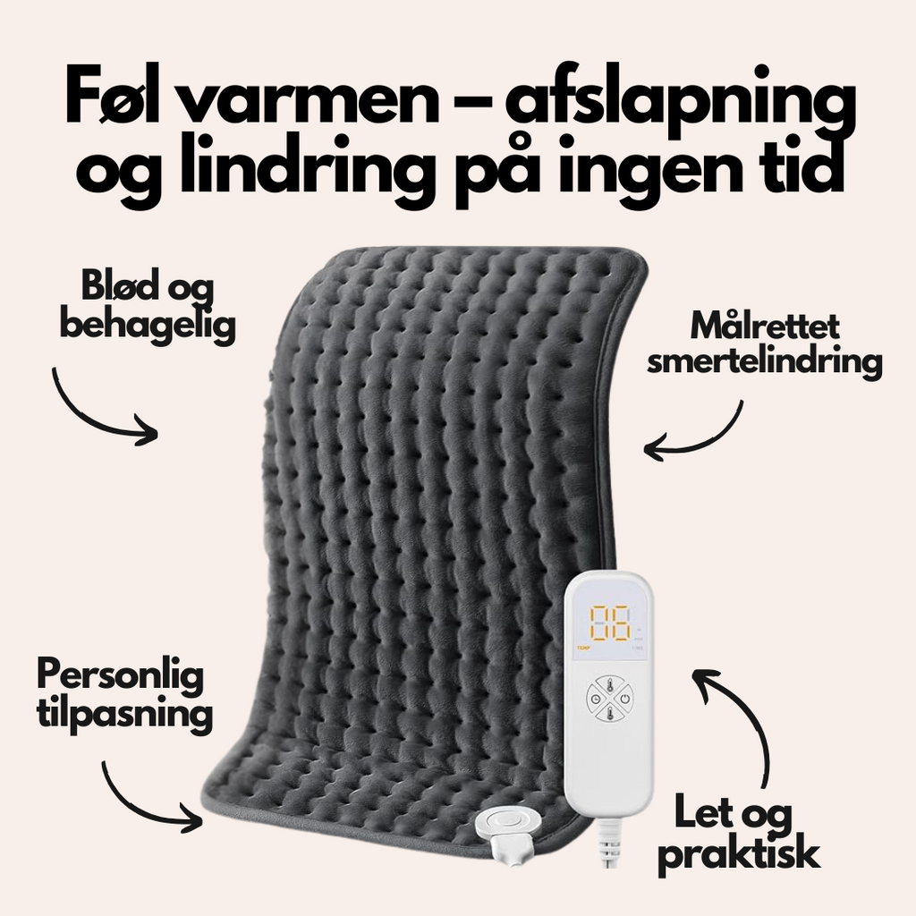 SootheMaster™ Stort Elektrisk Varmetæppe til Ryg-, Nakke- og Skuldersmerter (30x60cm)