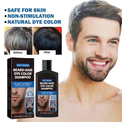 Sort skæg- og hårfarveshampoo