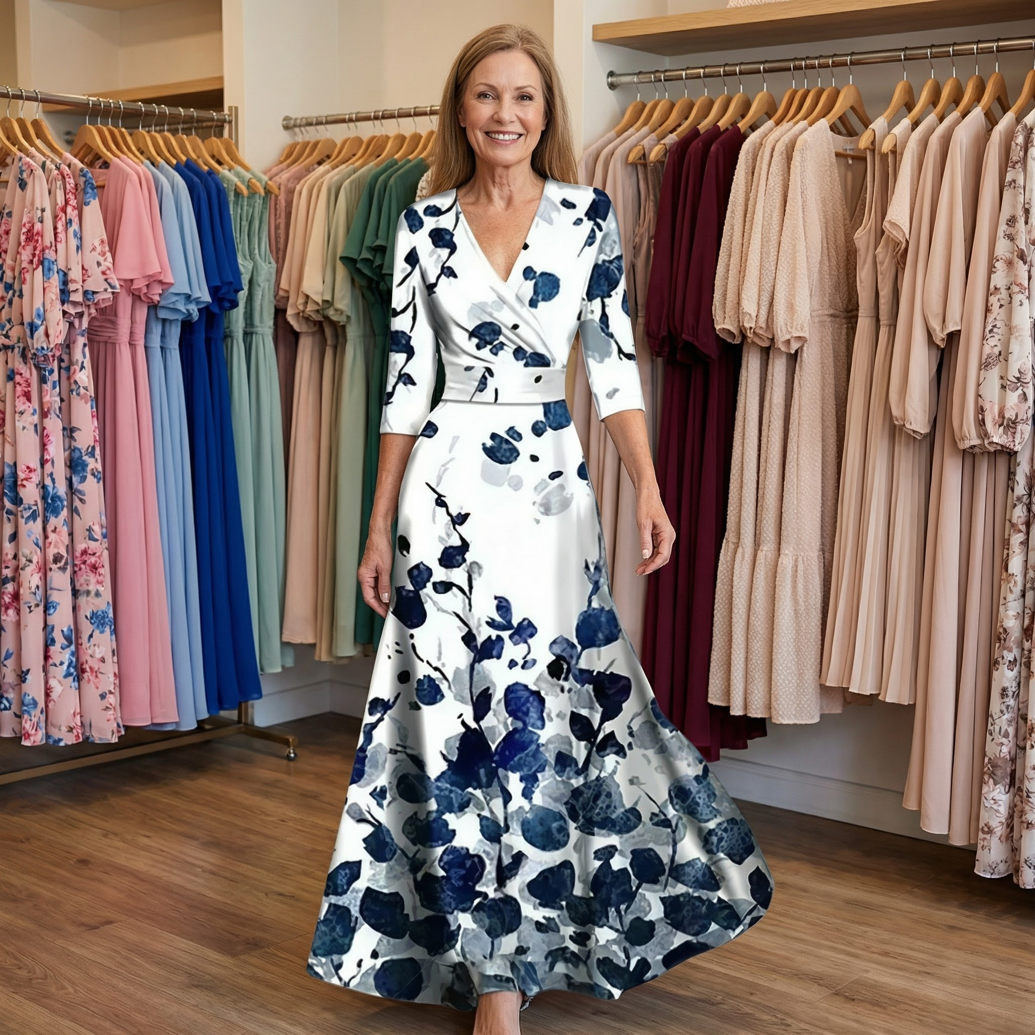 Emily | Stilfuld Blomstret Omslagskjole