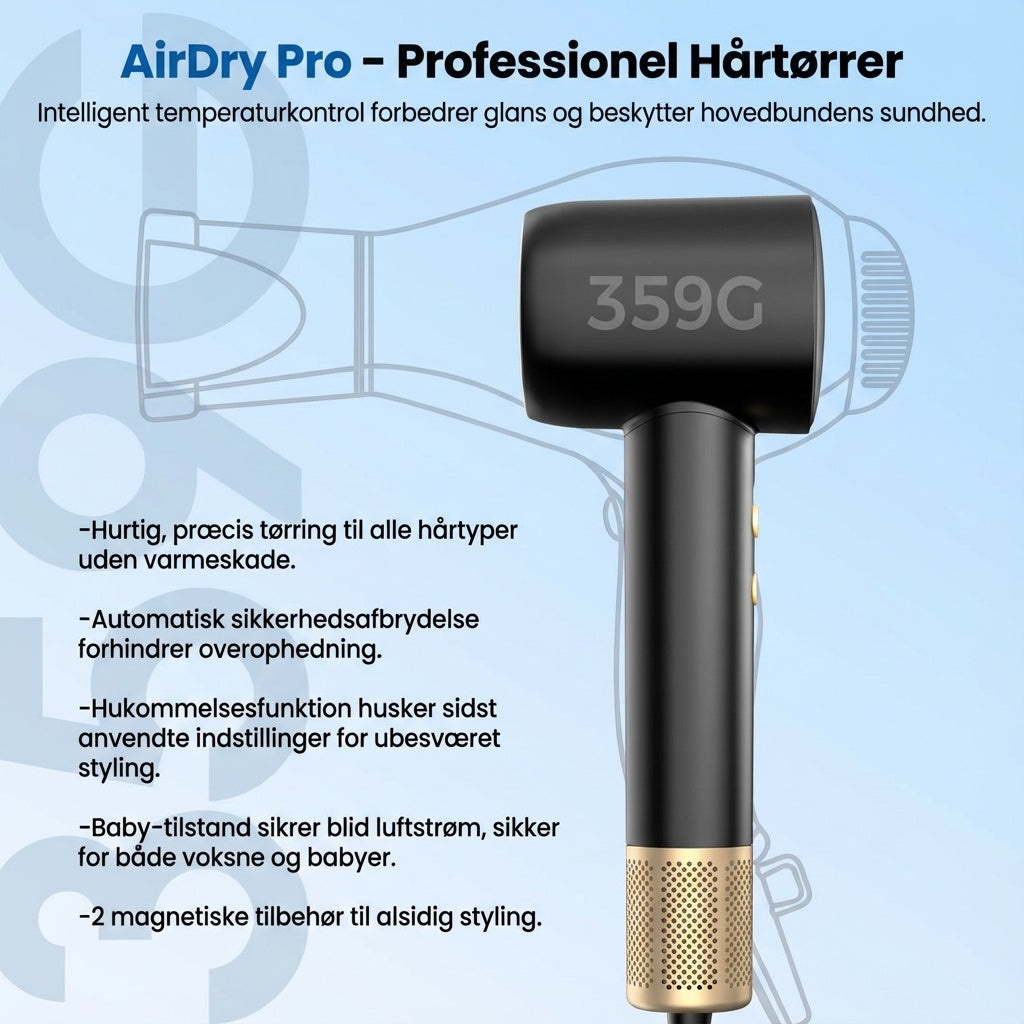 AirDry-Pro - Professionel Hårtørrer med Ion-teknologi
