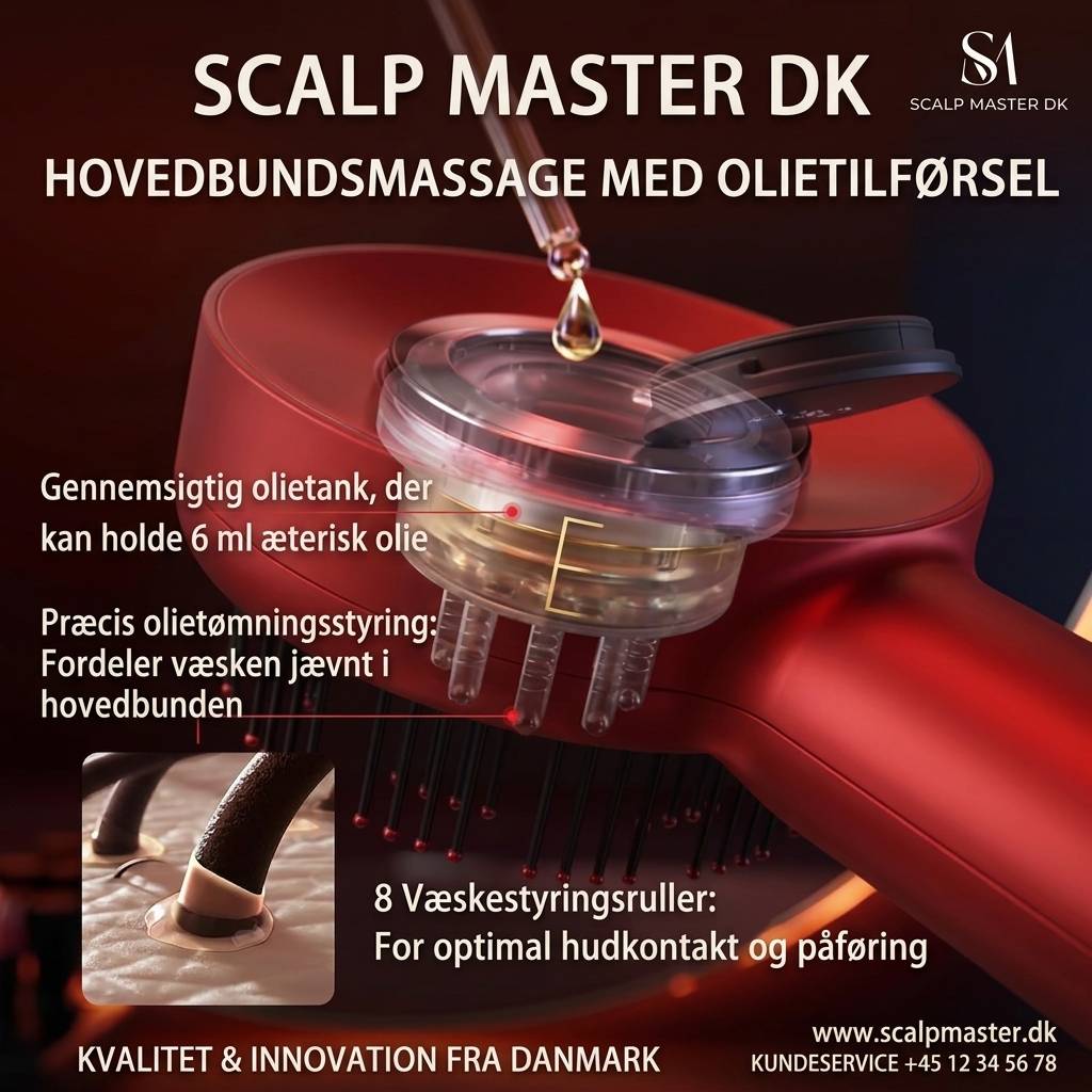 Bymarly Elektrisk Hovedbundsmassager – Shiatsu Massagebørste til Afslapning og Hårpleje