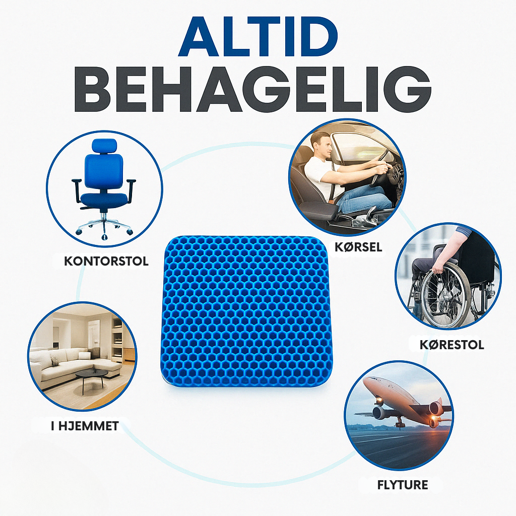 Siddepude af støddæmpende gel med bikubestruktur