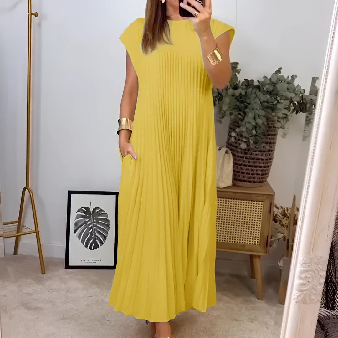Tamara | Elegant Plisseret Maxikjole