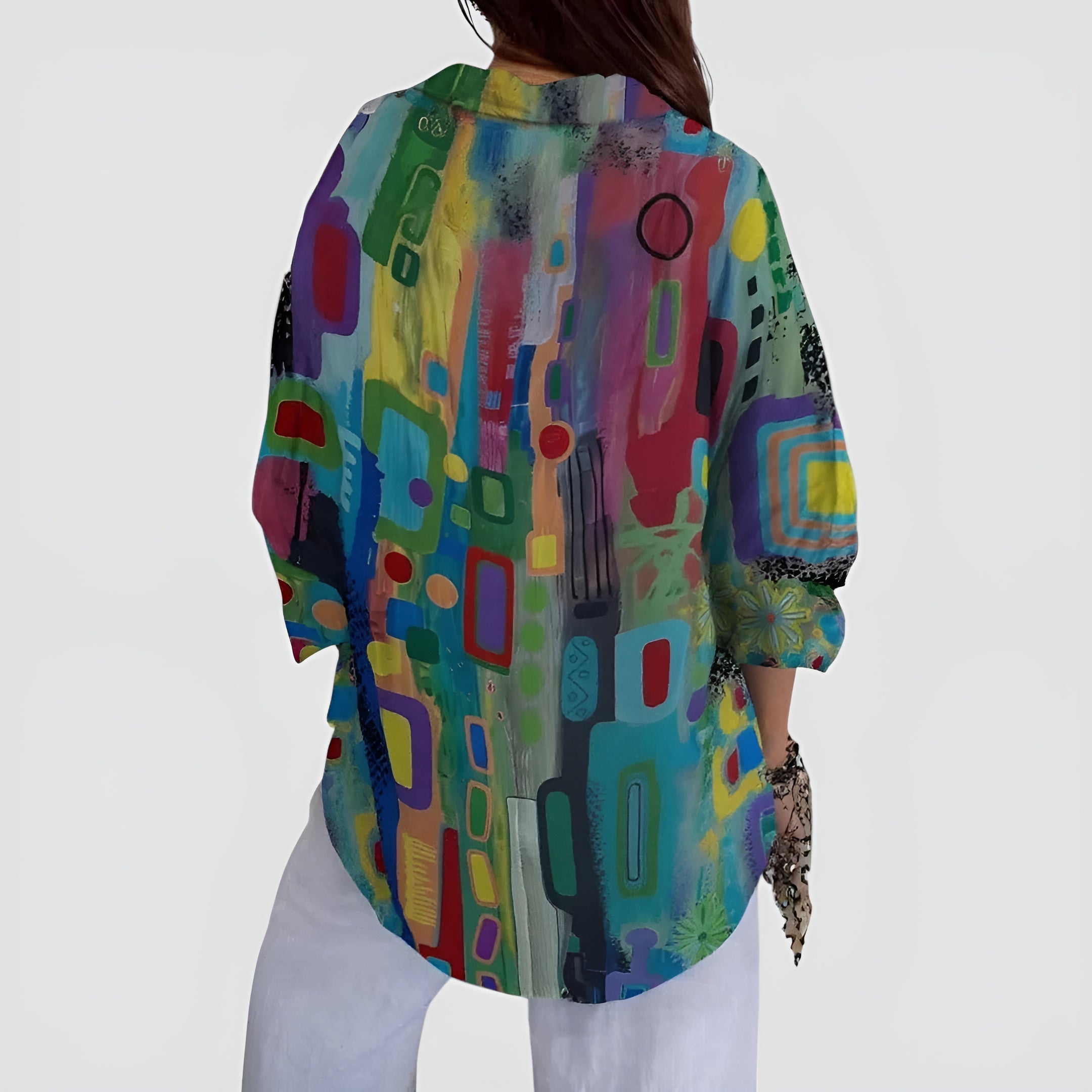 Nila bluse med geometrisk mønster