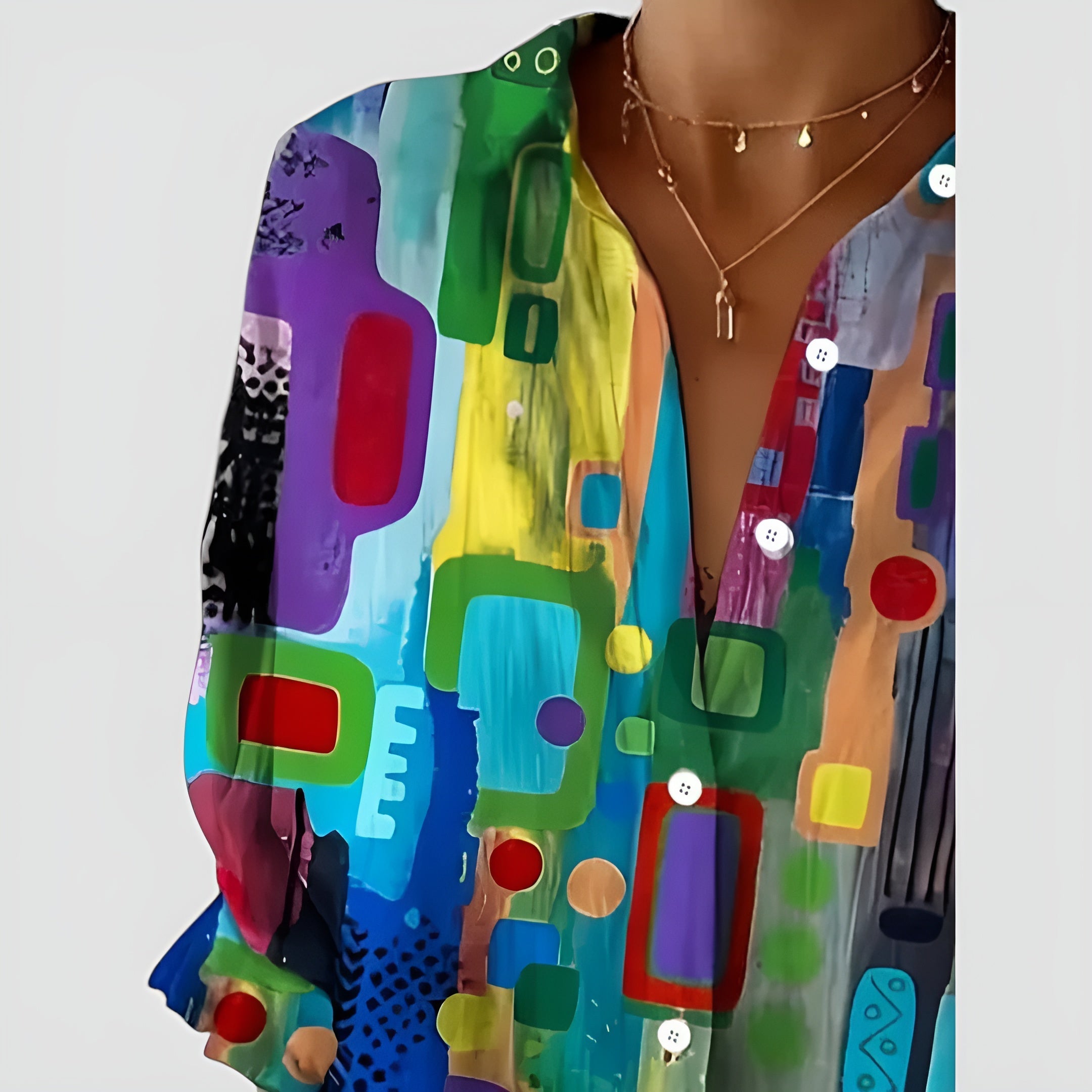 Nila bluse med geometrisk mønster