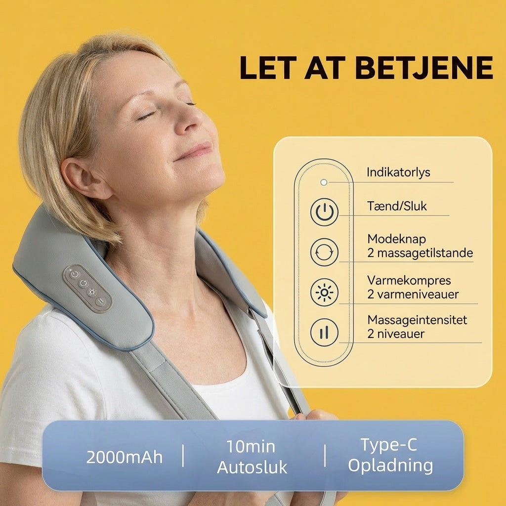 TrapeziusRelief - Trådløs Nakke- og Skuldermassage med Varme