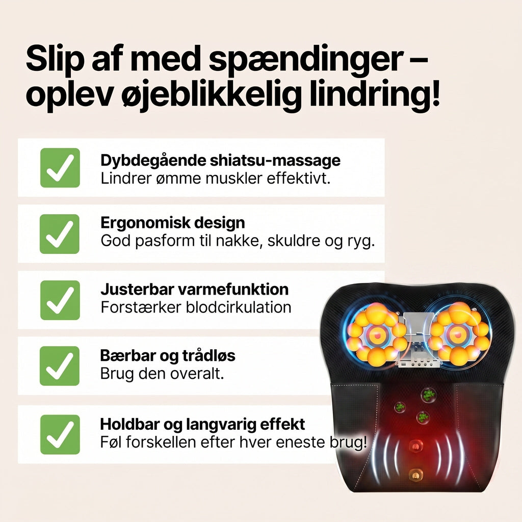 HeatFlow™ – Massagepude med Varme og Vibration