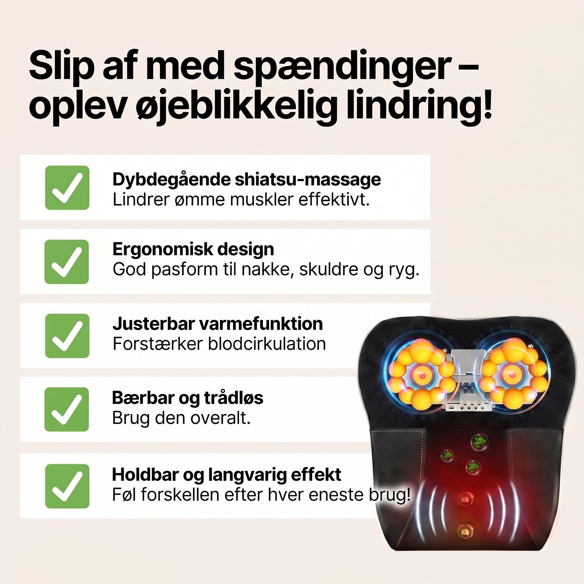 HeatFlow™ – Massagepude med Varme og Vibration