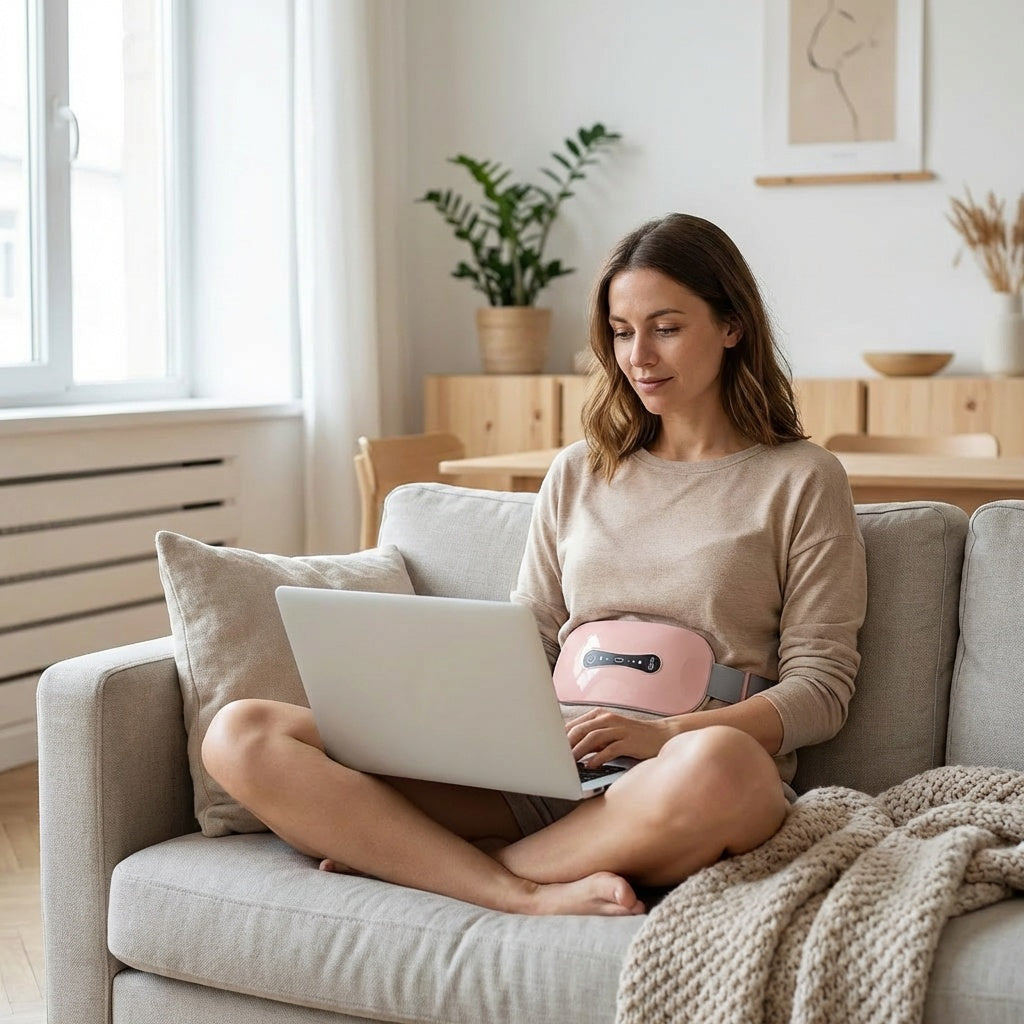 Menstruationsvarmepude  – Varme op til 65°C & Vibrationsmassage mod Kramper