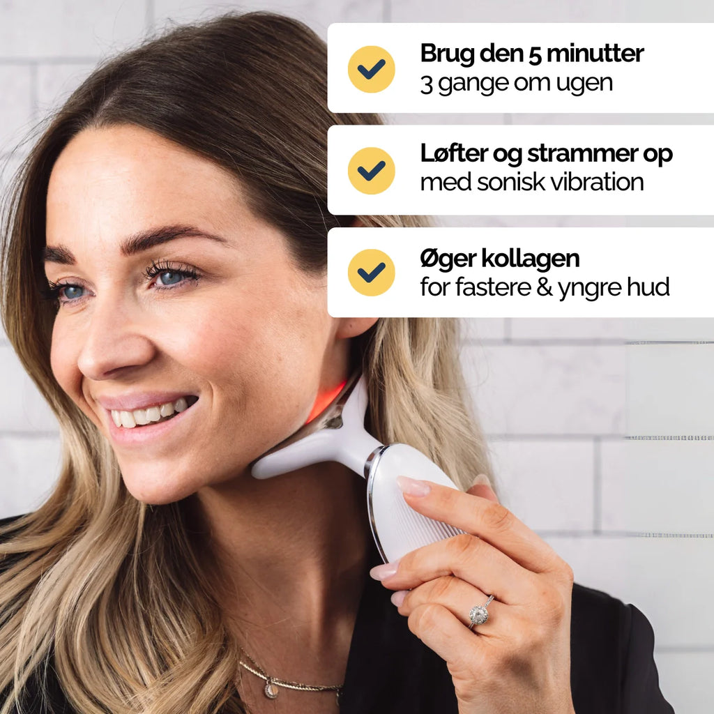 Vibralift - Multifunktionel Nakke- og Ansigtsmassager med LED, Sonisk Vibration og Varme