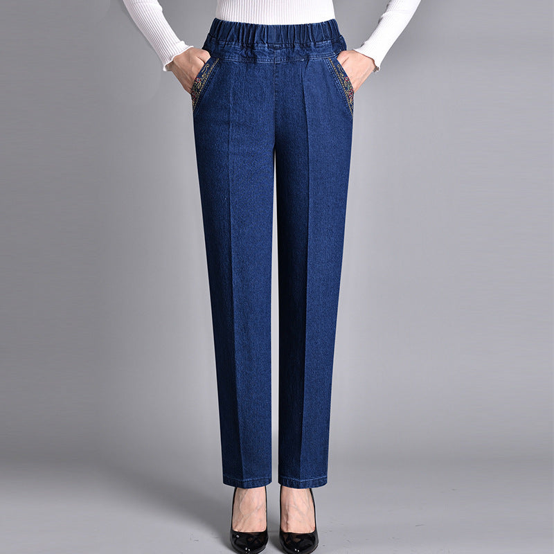 LALUNA – DAMEJEANS MED SIDELLOMMER OG ELASTISK TALJE