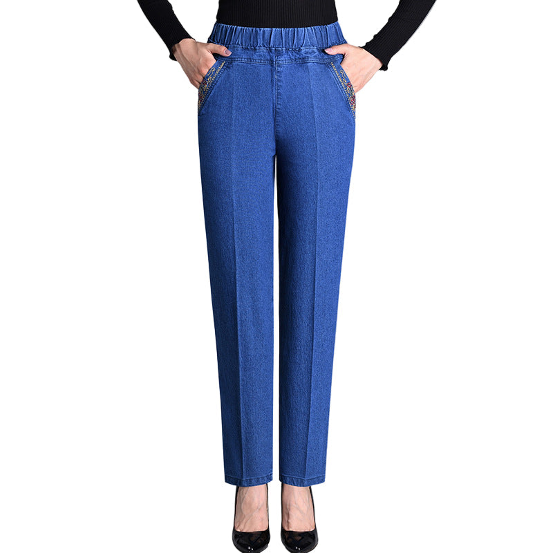 LALUNA – DAMEJEANS MED SIDELLOMMER OG ELASTISK TALJE