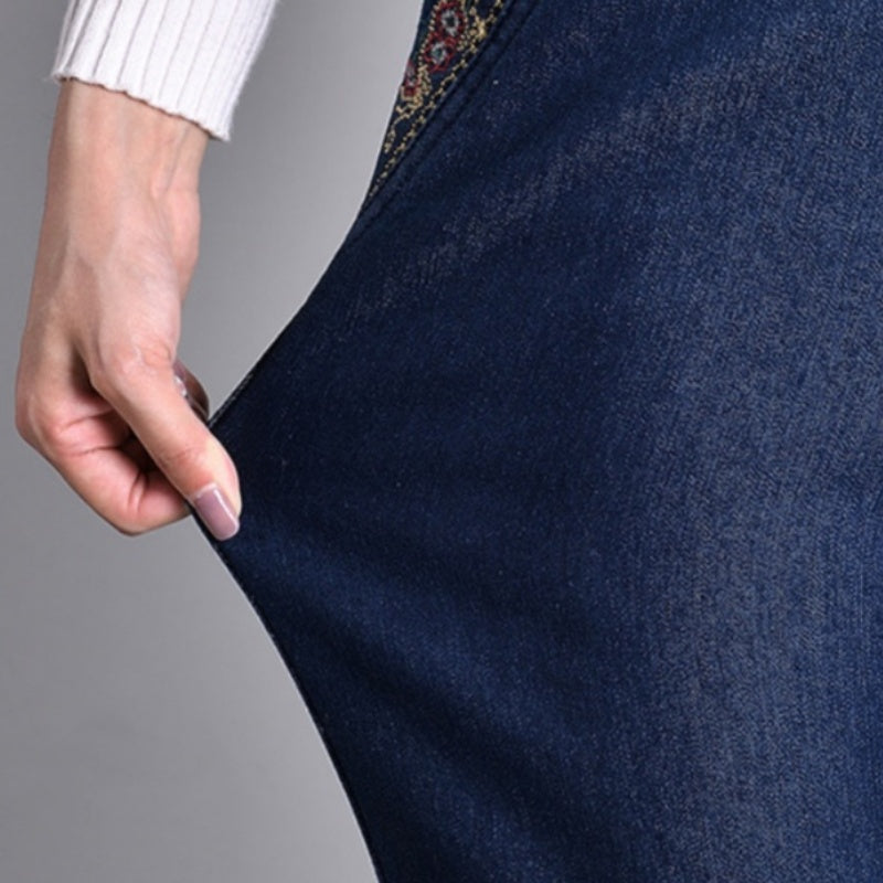 LALUNA – DAMEJEANS MED SIDELLOMMER OG ELASTISK TALJE