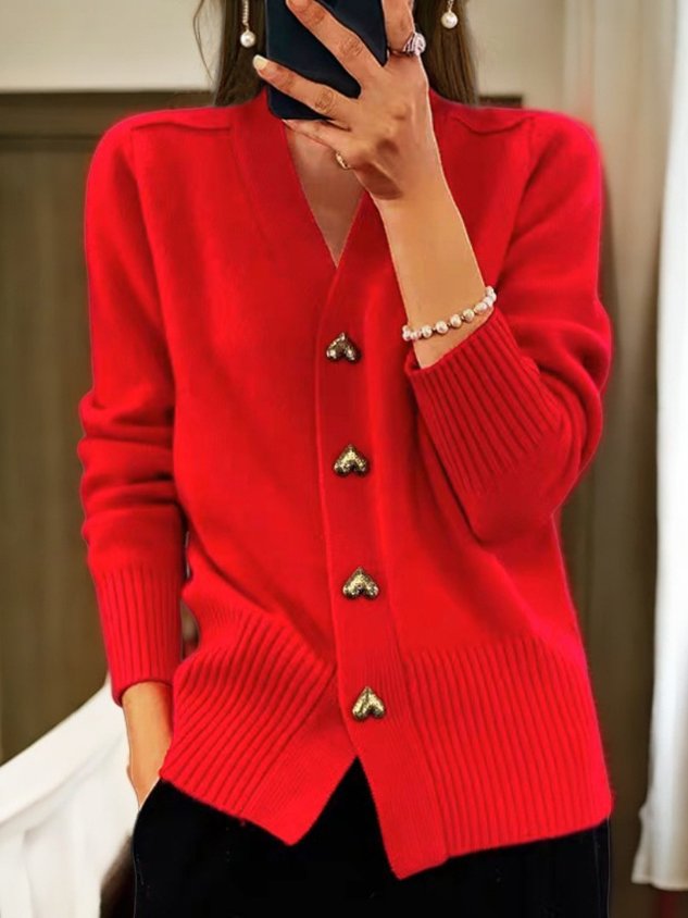 Alma – Sort cardigan med gyldne hjerteknapper