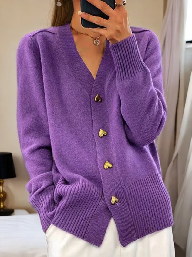 Alma – Sort cardigan med gyldne hjerteknapper