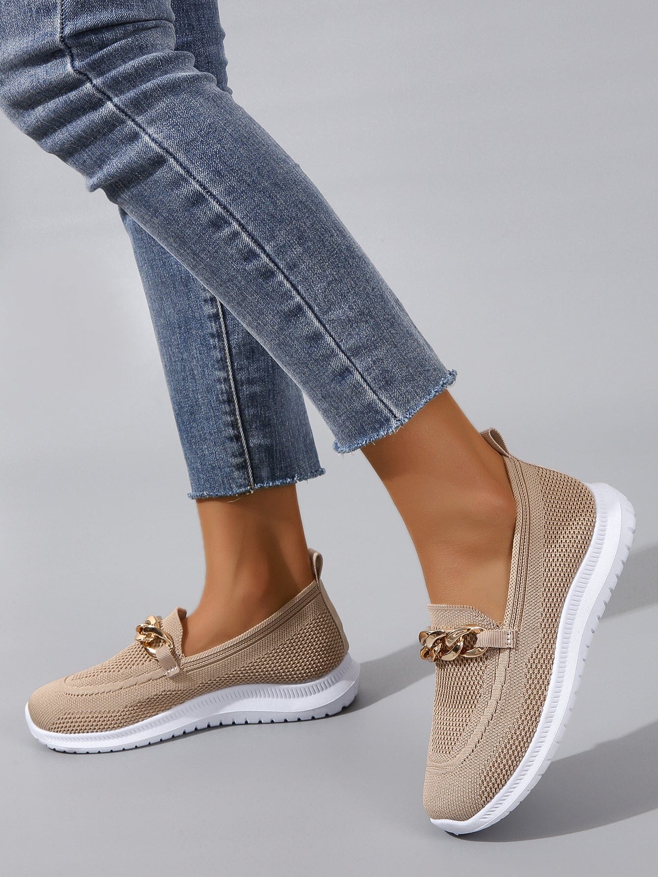 Kathrine | Stilfulde Slip-On Sneakers med Kædedetalje