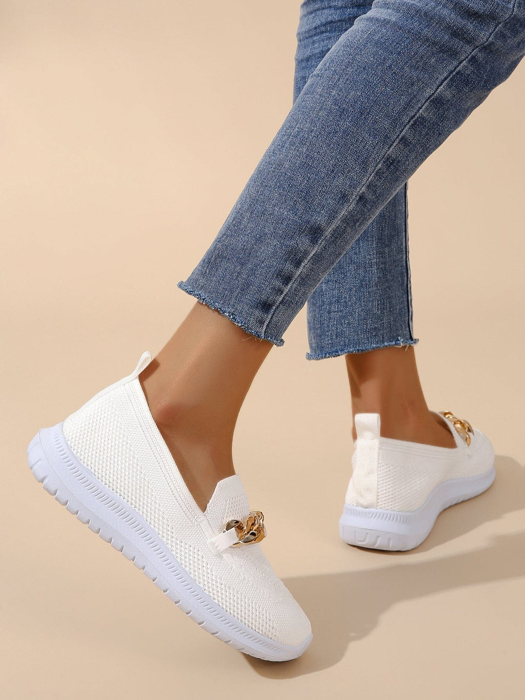 Kathrine | Stilfulde Slip-On Sneakers med Kædedetalje