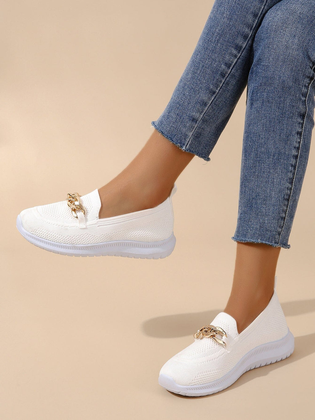 Kathrine | Stilfulde Slip-On Sneakers med Kædedetalje