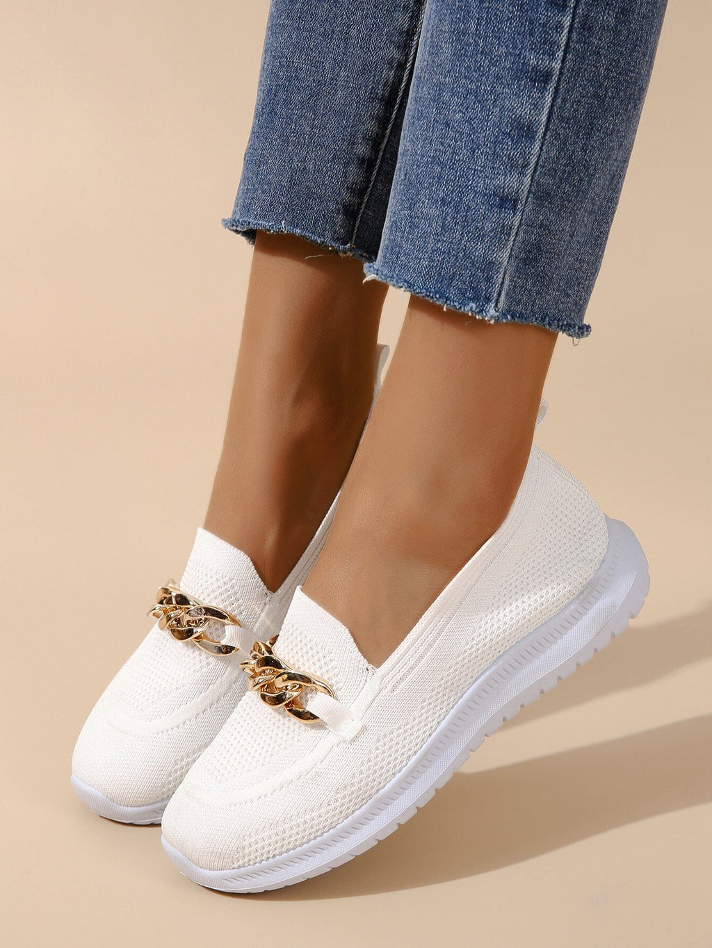 Kathrine | Stilfulde Slip-On Sneakers med Kædedetalje