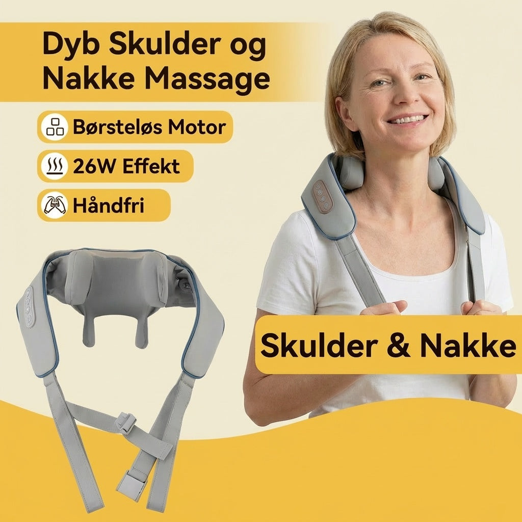 TrapeziusRelief - Trådløs Nakke- og Skuldermassage med Varme