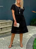 Sia | Stilfuld Lagdelt Sort Kjole